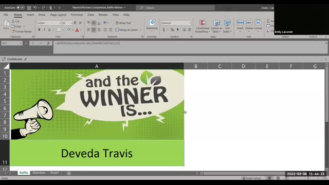 March Effectives Competition Raffle Winner
