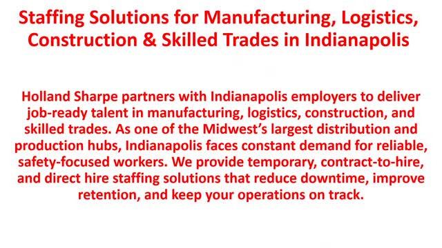Holland Sharpe - Certified Industrial Staffing Agency in Indianapolis, IN