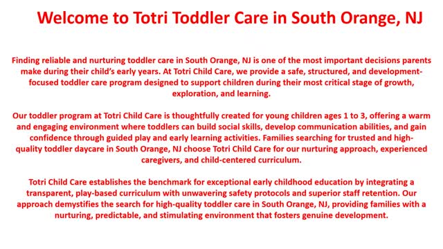 Totri Child Care - Toddler Care in South Orange, NJ