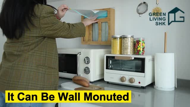 Premium Wood Ziploc Bags Organizer _ Food Storage Bags Holder