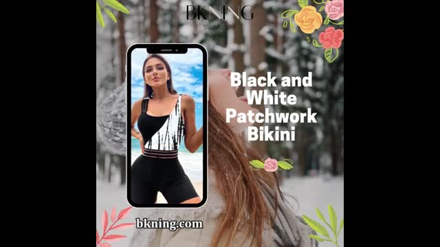 Black and white patchwork bikini Bkningcom