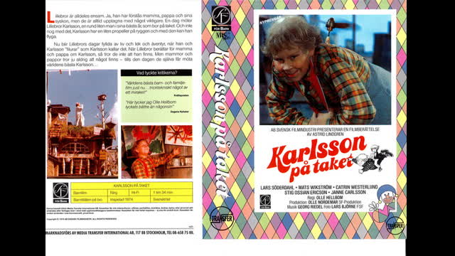 Tecknat Barn Svenska:Karlsson på taket (1974) VHSRIPPEN (Svenska) Opening Scene och End Scene (HD)