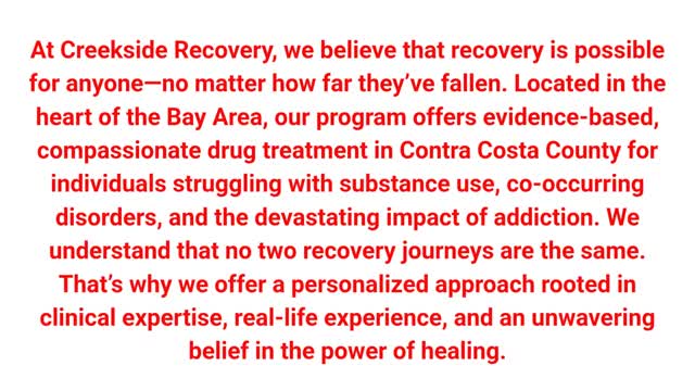 Drug Treatment in Contra Costa County | Creekside Recovery